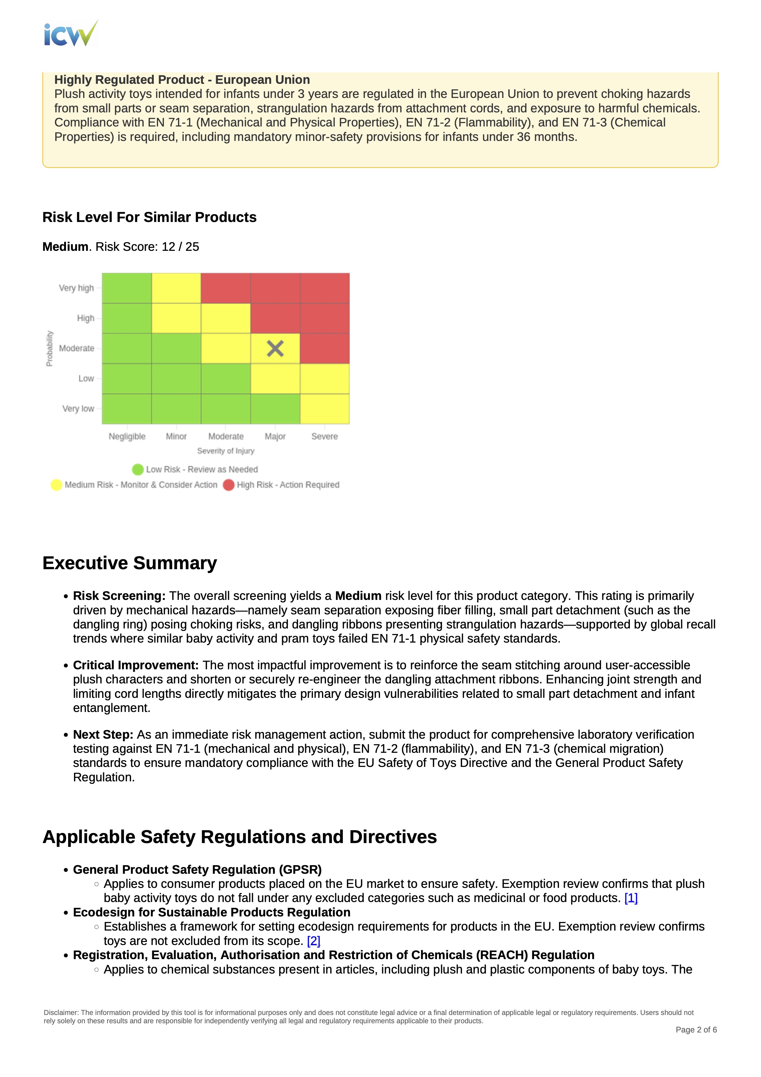 Second page of a sample Risk Screening Lite report, partly obscured